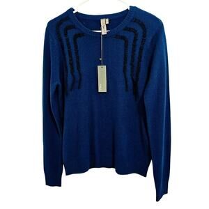 NWT! SI-IAE 100% Cashmere Embroidered Blue Women’s Sweater. Size Small.